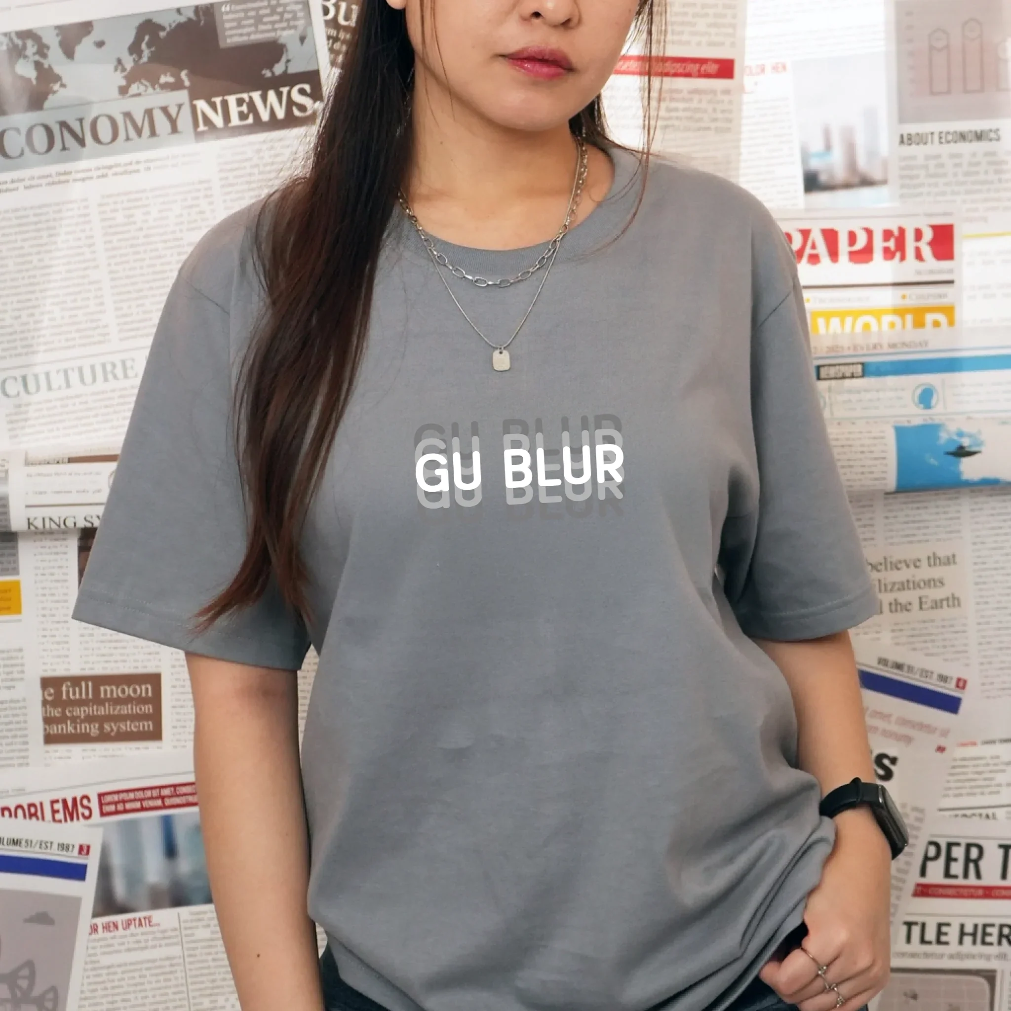 T-SHIRT GU BLUR - ใส่ข้อความได้ - Image 3